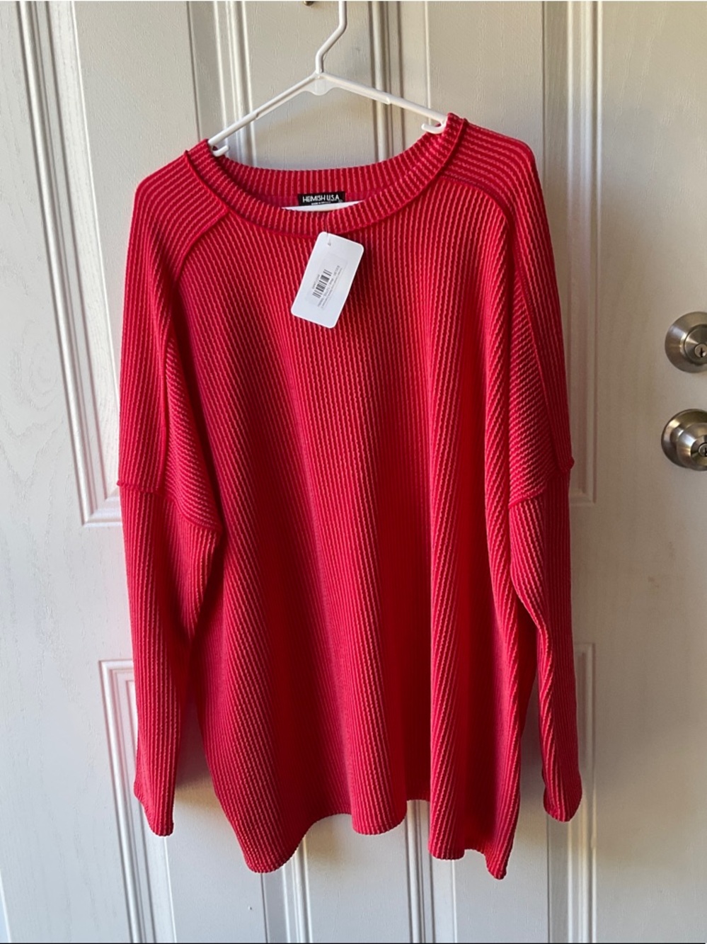 HEIMISH USA Ribbed Red Crewneck Sweater
